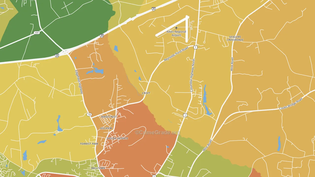 Ridgecrest, SC Map of Vandalism Rates