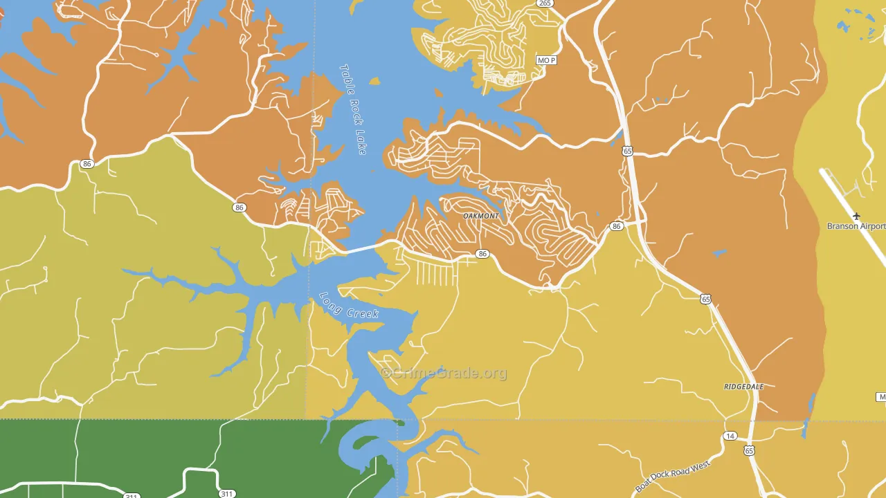 Ridgedale, MO Map of Vandalism Rates
