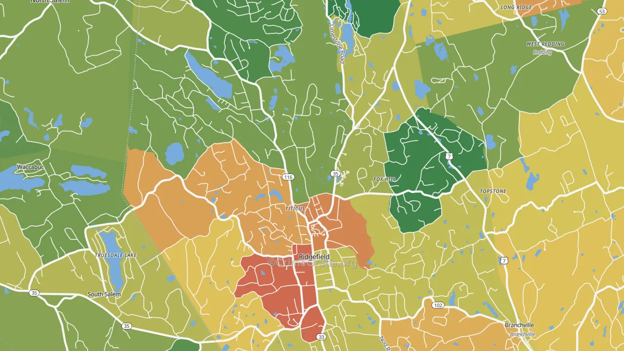 Ridgefield, CT Map of Vandalism Rates