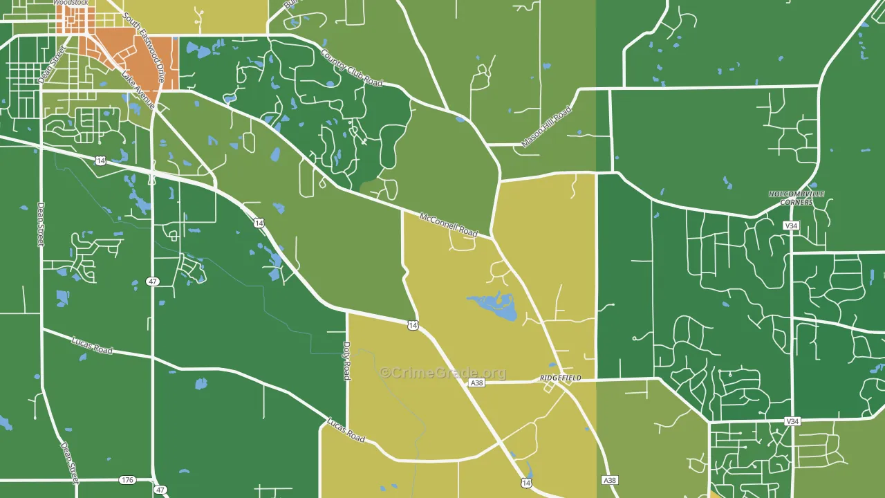 Ridgefield, IL Map of Vandalism Rates