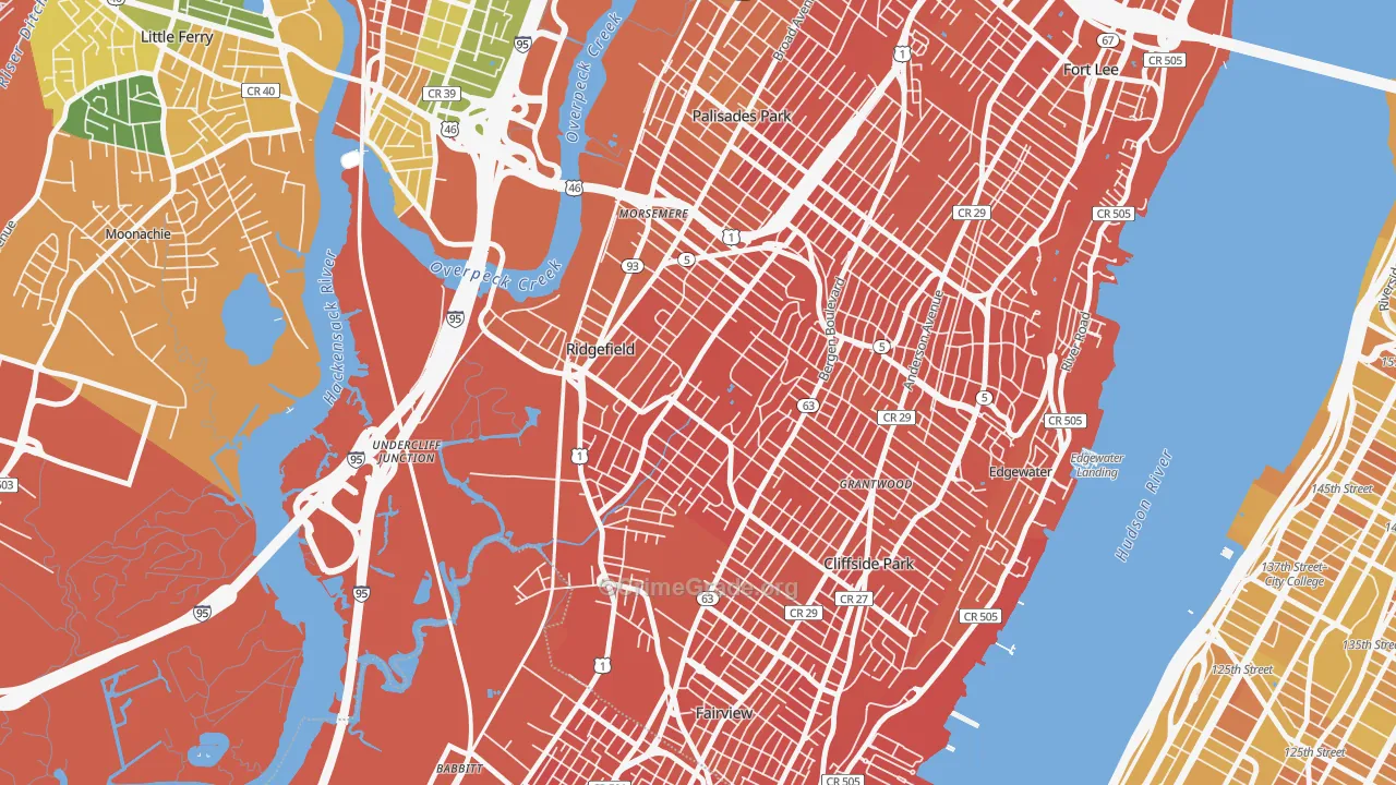 Ridgefield, NJ Map of Vandalism Rates