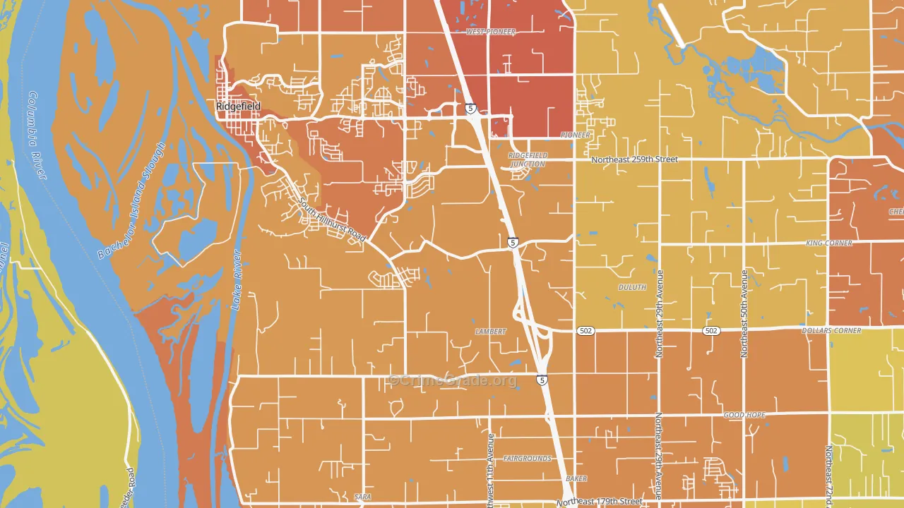 Ridgefield, WA Map of Vandalism Rates