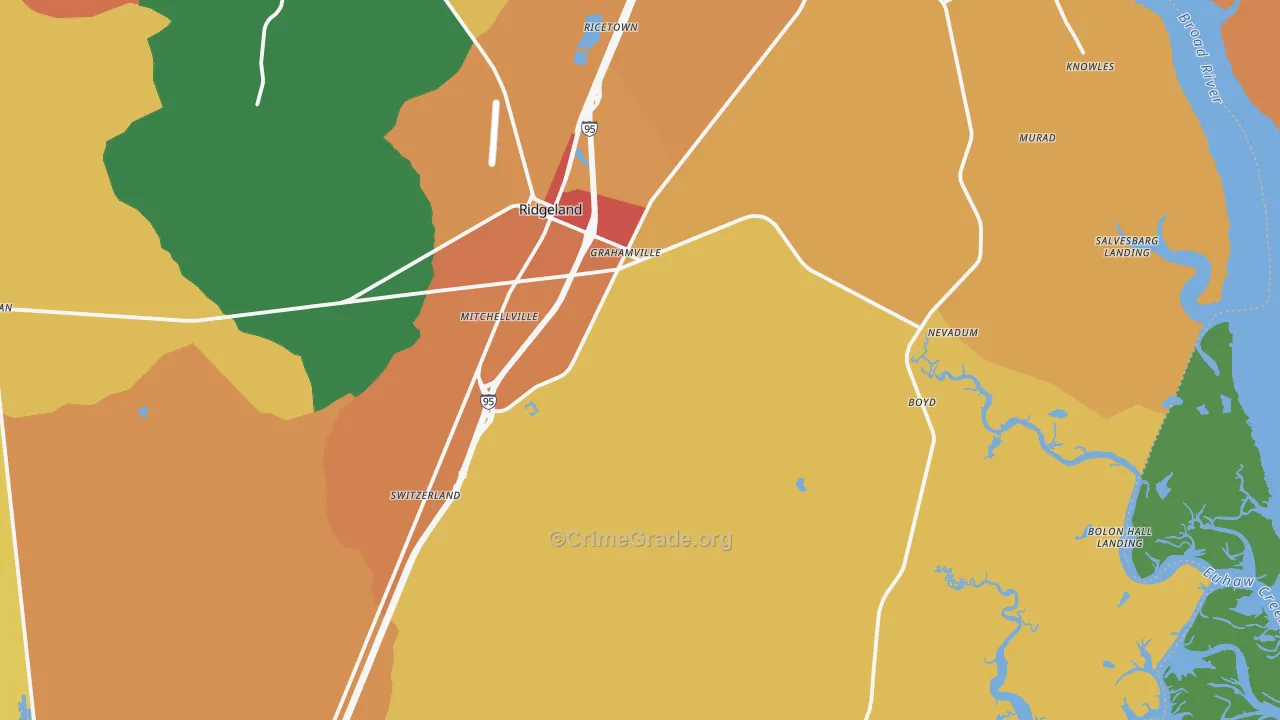 Ridgeland, SC Map of Vandalism Rates