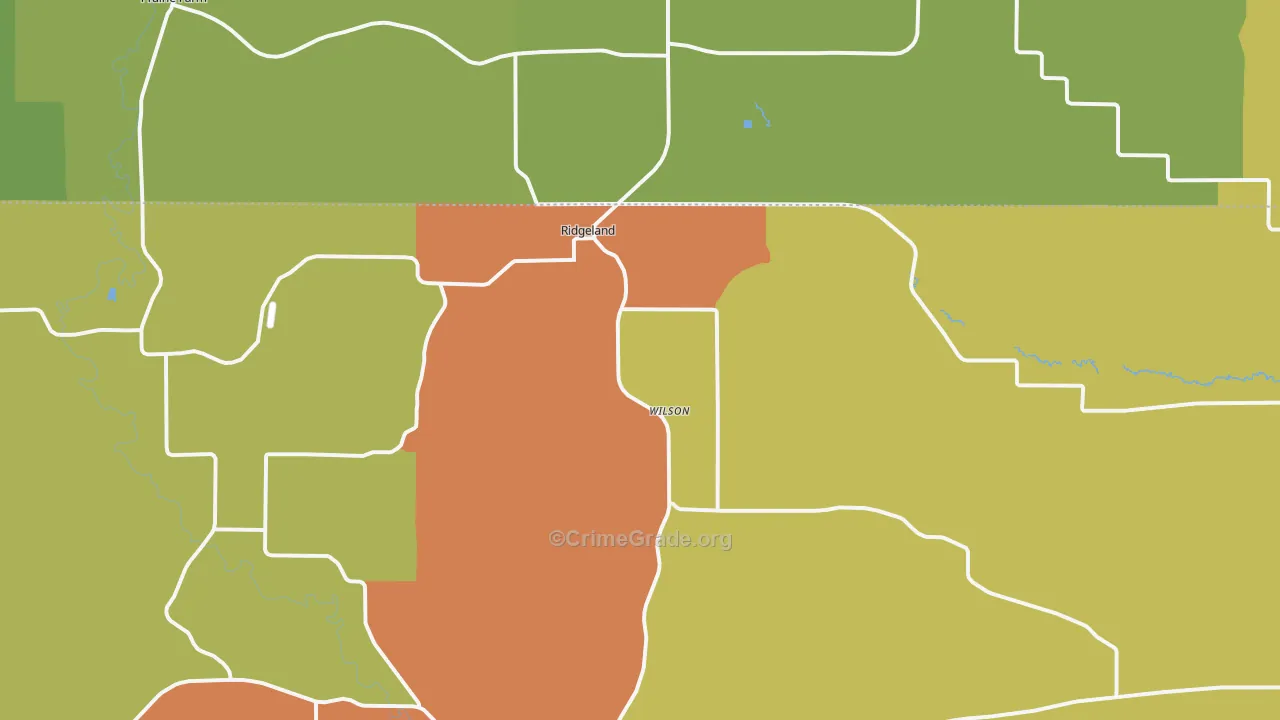 Ridgeland, WI Map of Vandalism Rates