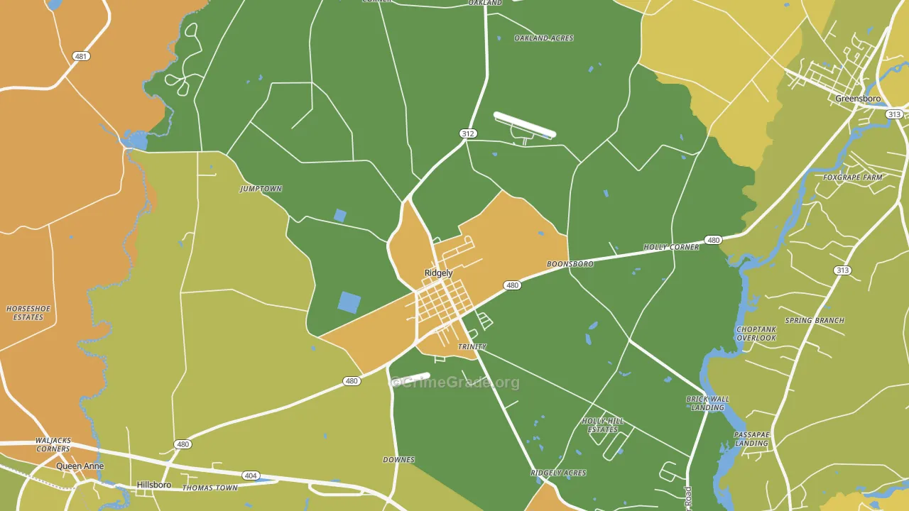 Ridgely, MD Map of Vandalism Rates
