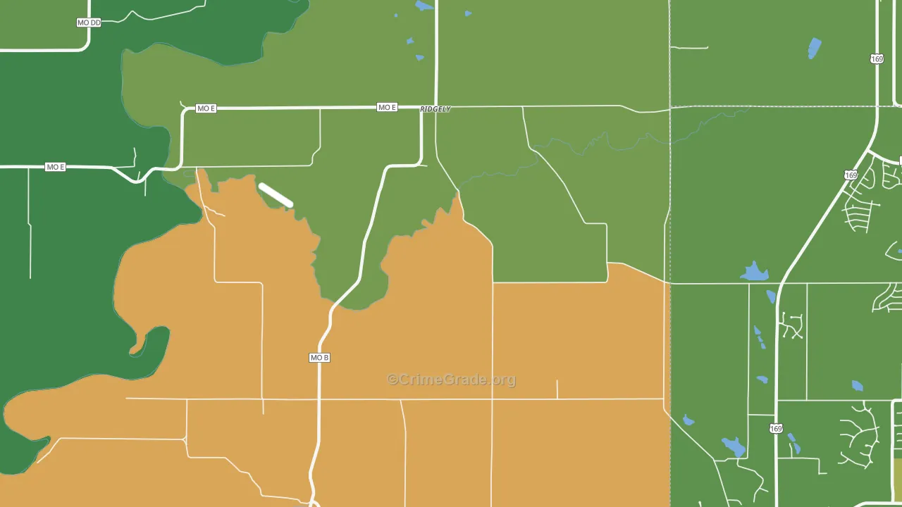 Ridgely, MO Map of Vandalism Rates