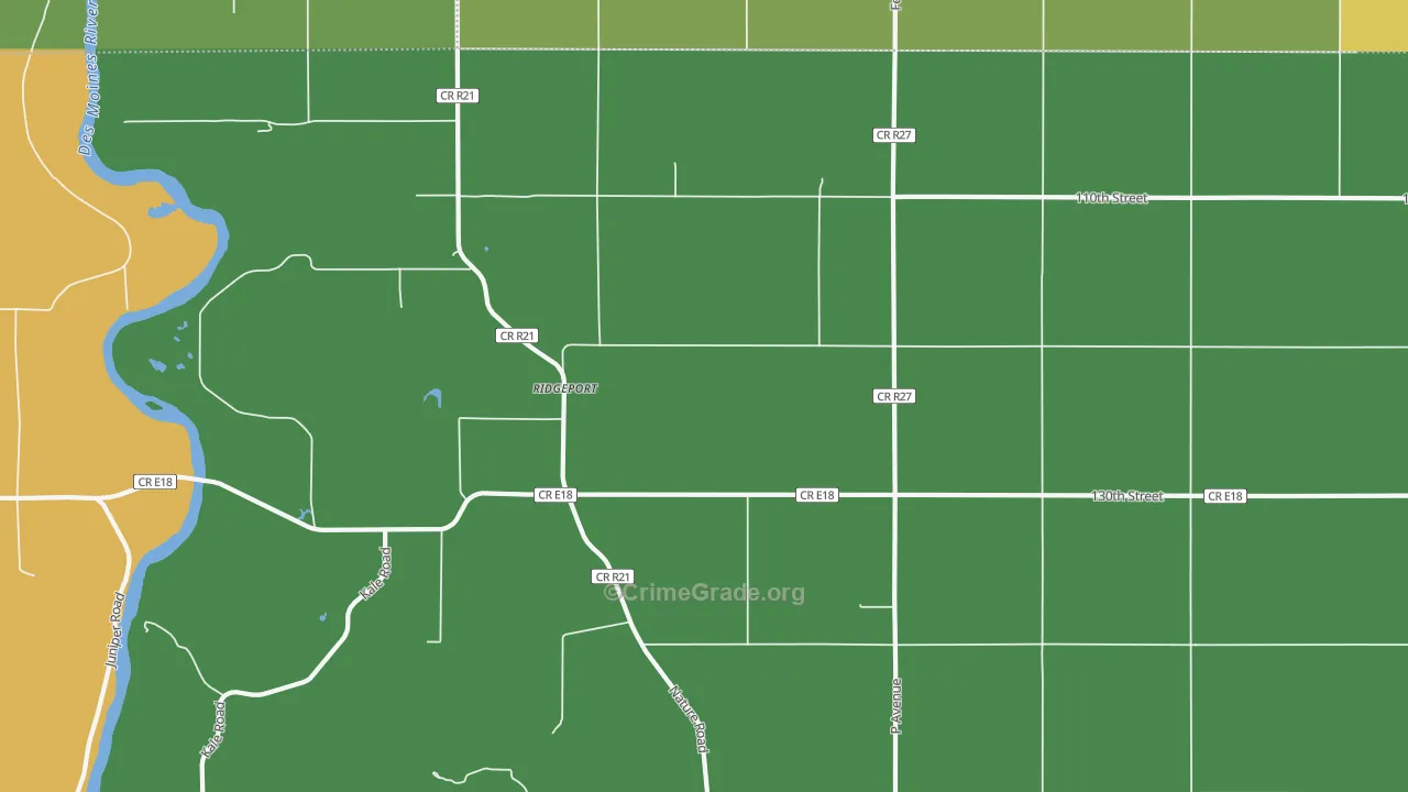 Ridgeport, IA Map of Vandalism Rates