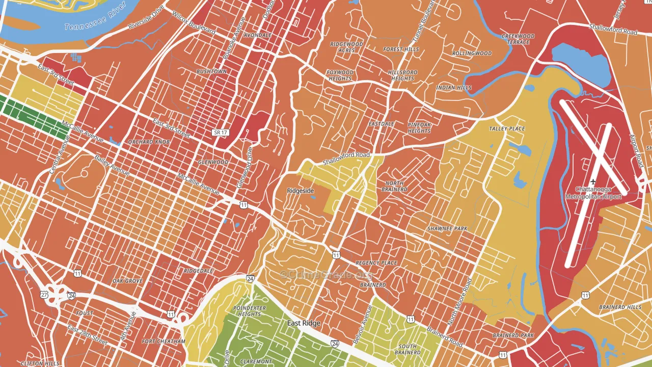 Ridgeside, TN Map of Vandalism Rates