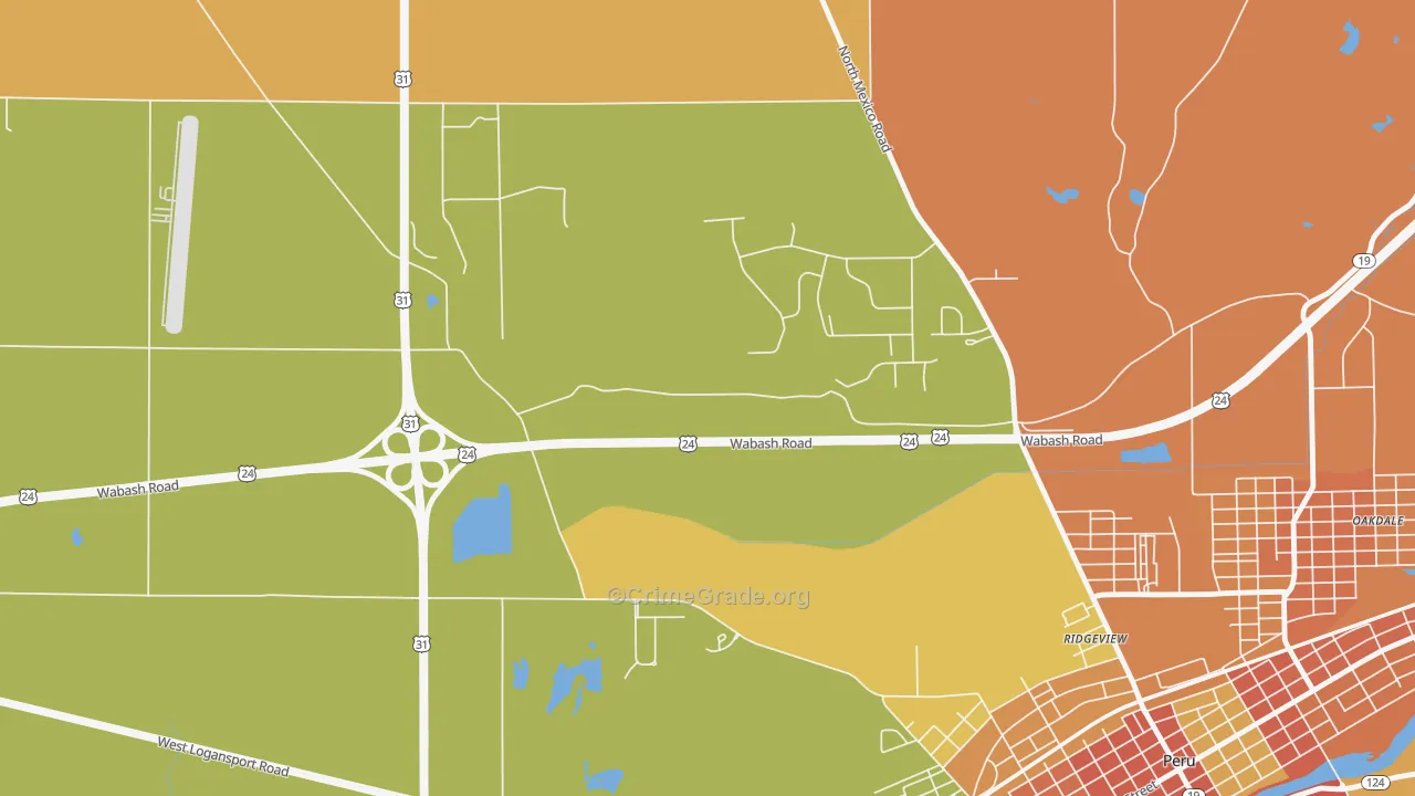 Ridgeview, IN Map of Vandalism Rates