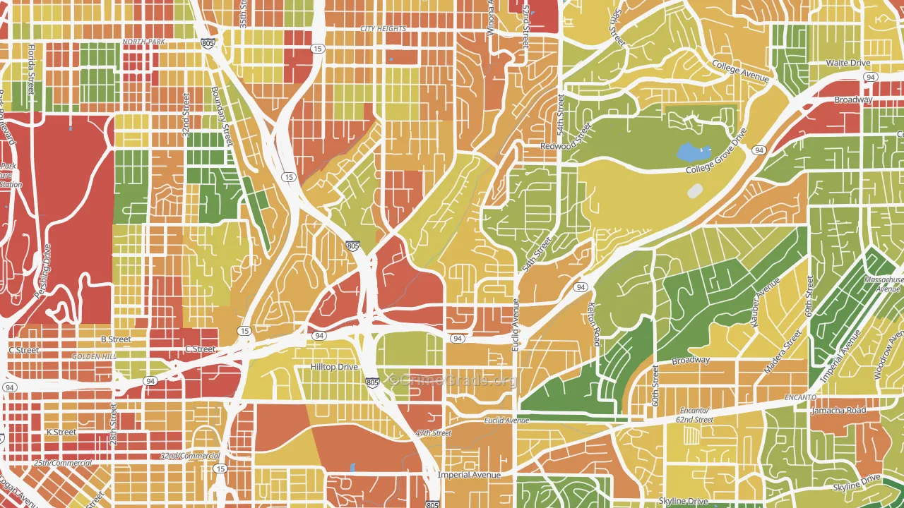 Ridgeview-Webster, San Diego, CA Map of Vandalism Rates