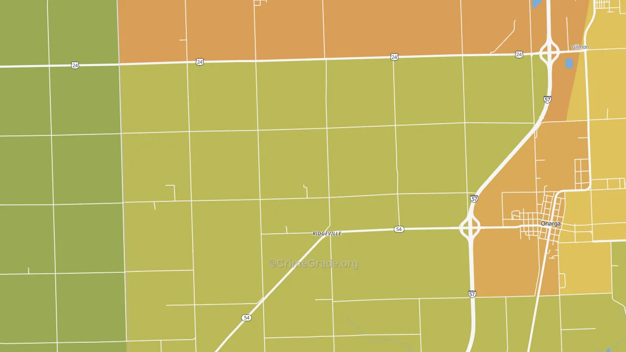Ridgeville, IL Map of Vandalism Rates