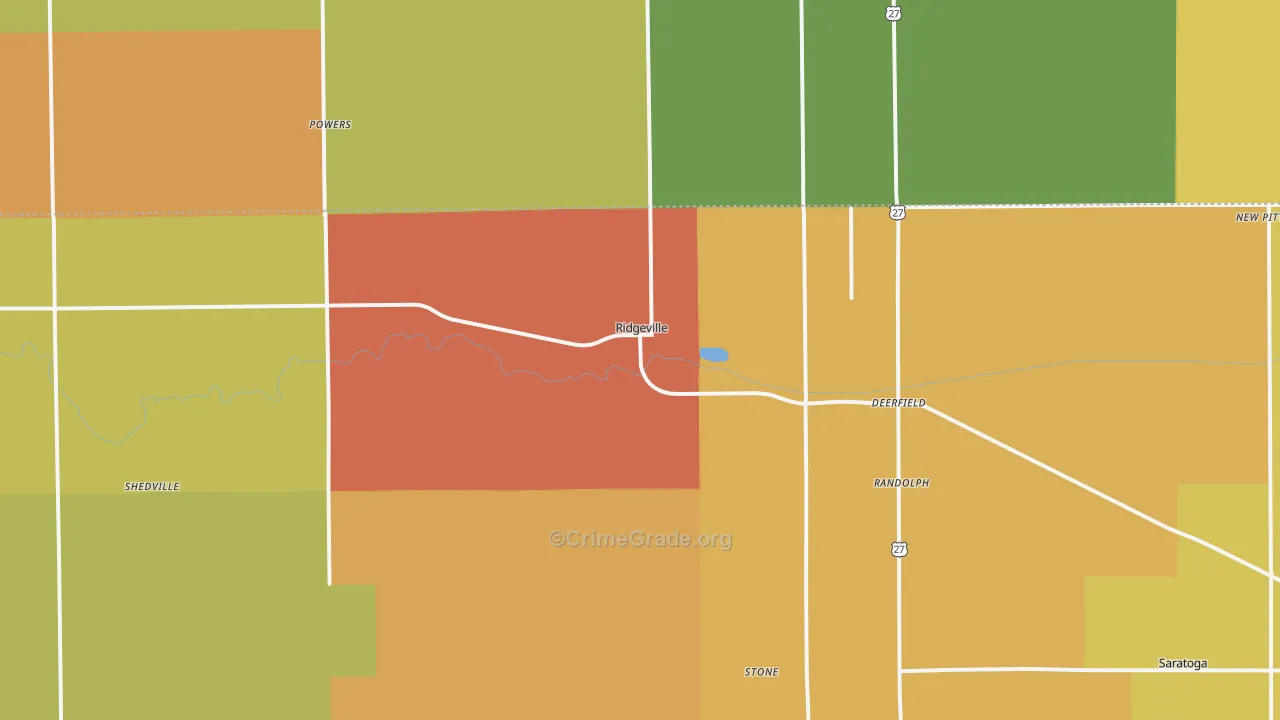 Ridgeville, IN Map of Vandalism Rates