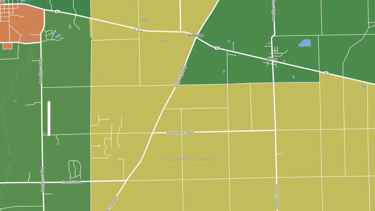 Ridgeway, MI Map of Vandalism Rates