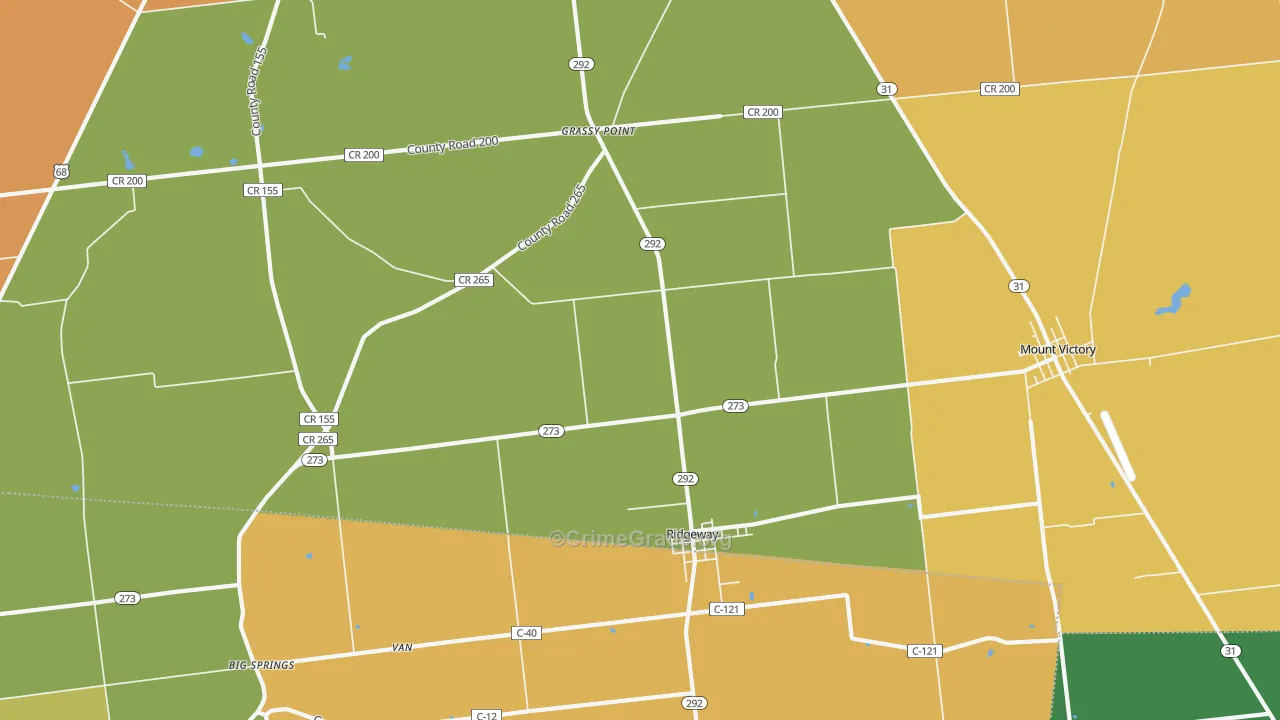 Ridgeway, OH Map of Vandalism Rates