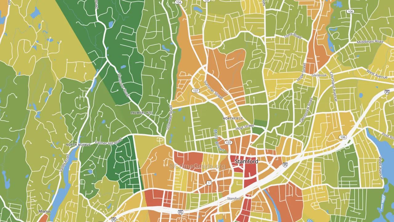 Ridgeway, Stamford, CT Map of Vandalism Rates