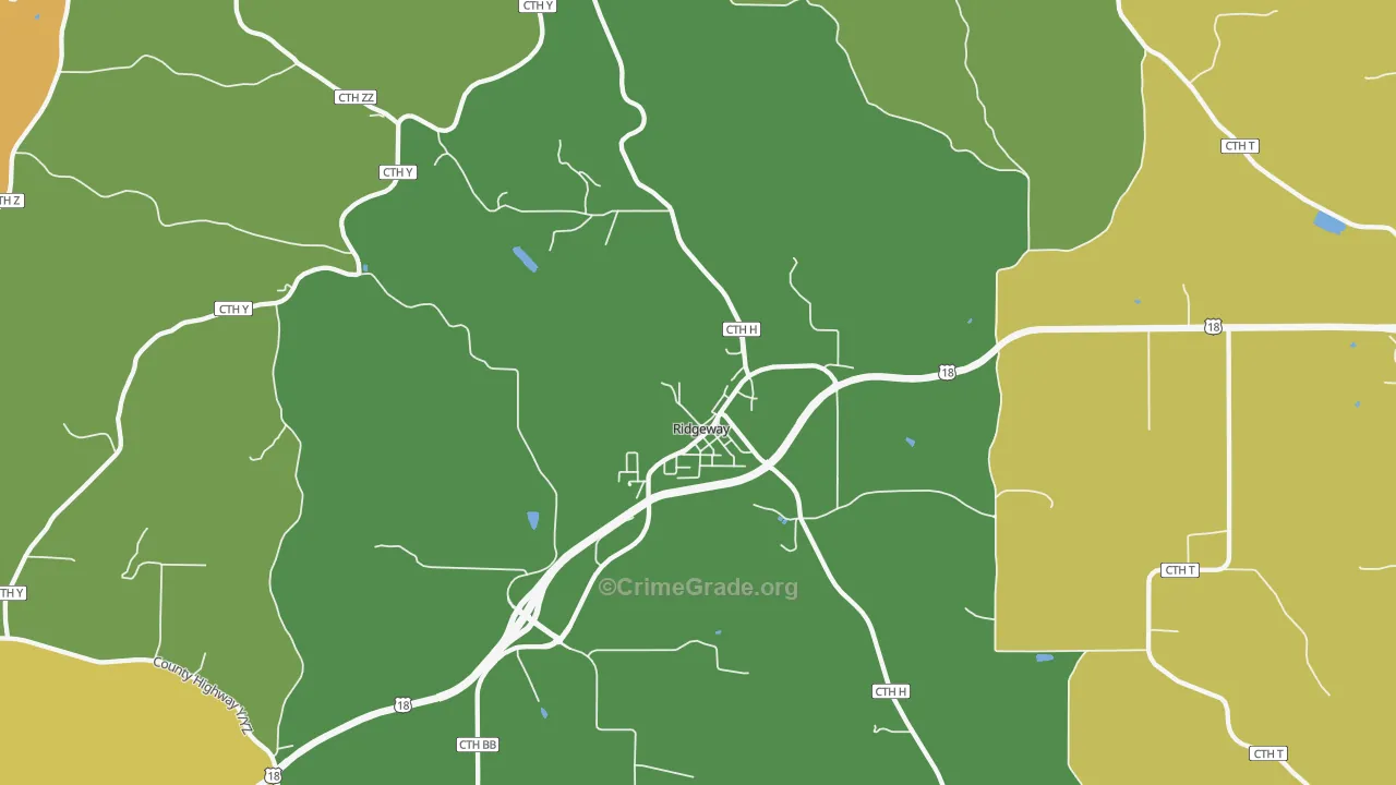 Ridgeway, WI Map of Vandalism Rates