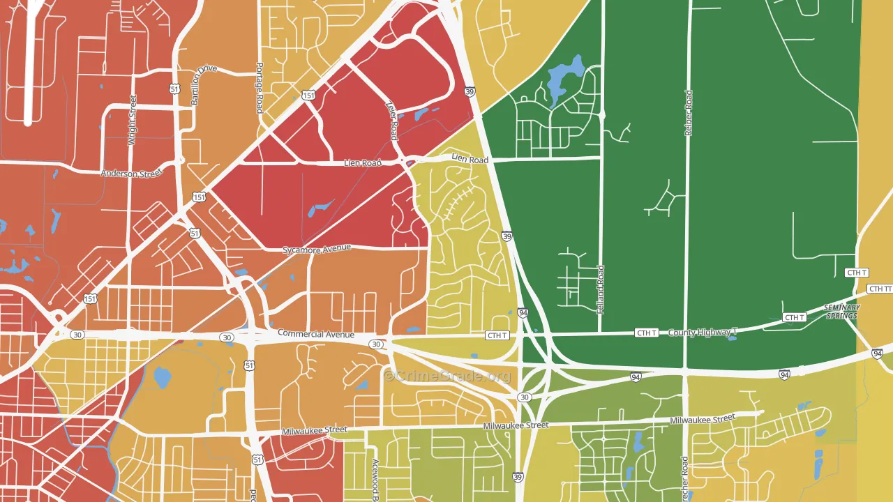 Ridgewood, Madison, WI Map of Vandalism Rates