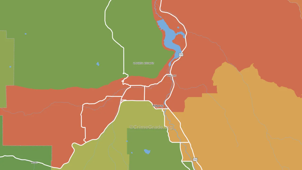 Ridgway, CO Map of Vandalism Rates