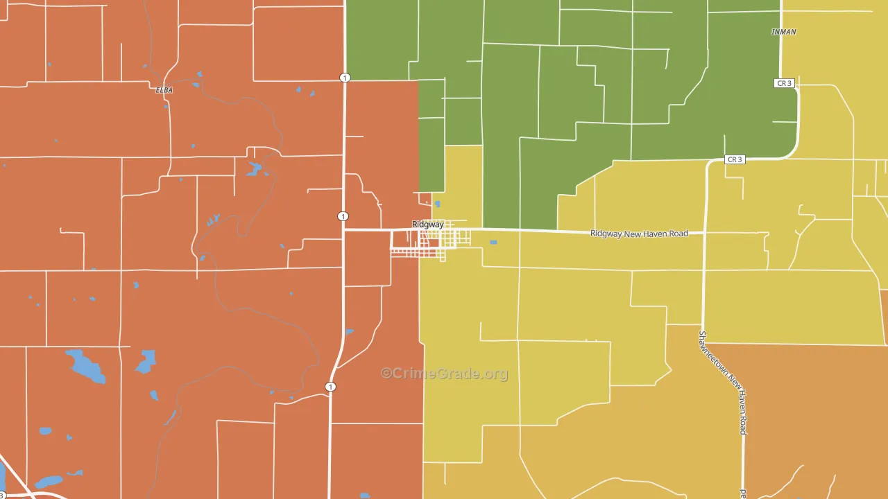 Ridgway, IL Map of Vandalism Rates