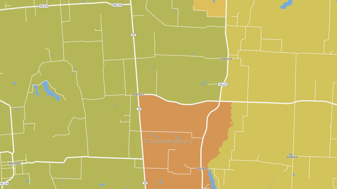 Ridings, TX Map of Vandalism Rates