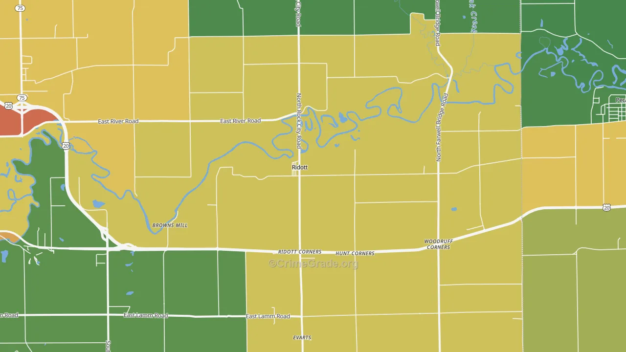 Ridott, IL Map of Vandalism Rates