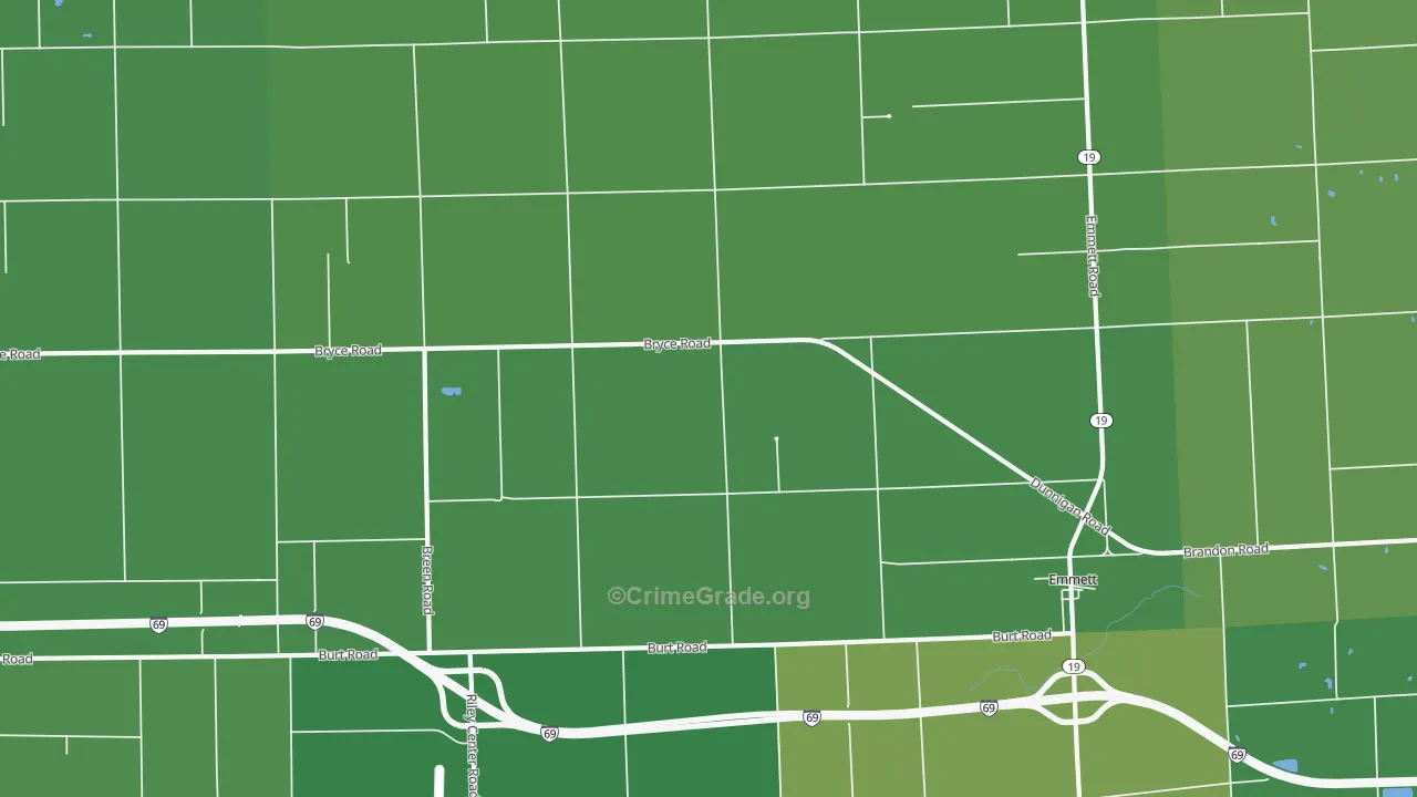 Riley Center, MI Map of Vandalism Rates