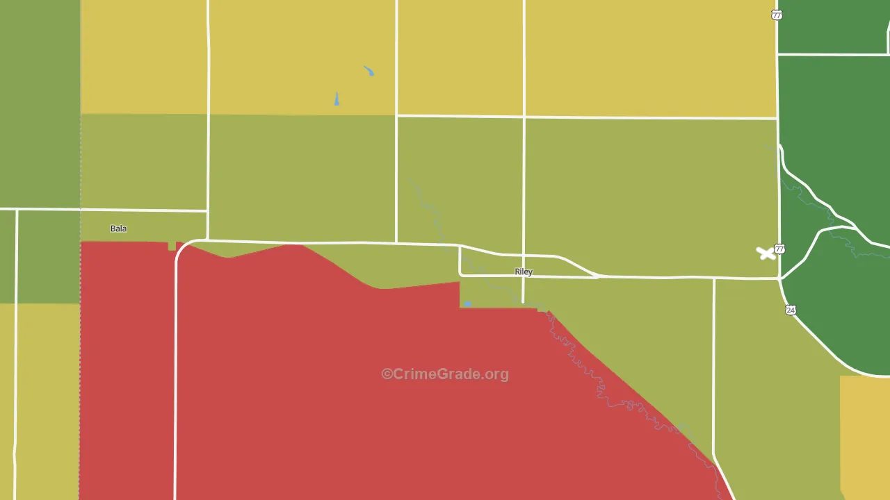 Riley, KS Map of Vandalism Rates