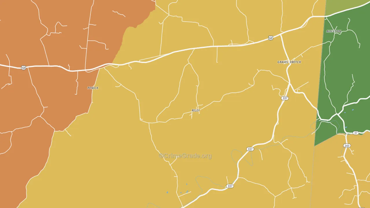 Riley, KY Map of Vandalism Rates