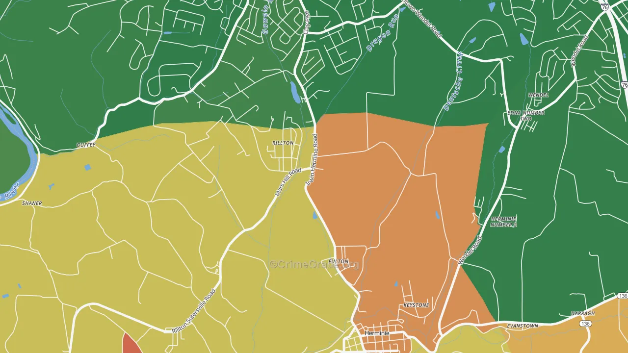Rillton, PA Map of Vandalism Rates