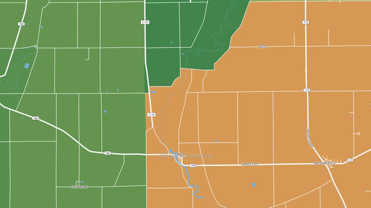 Rimer, OH Map of Vandalism Rates