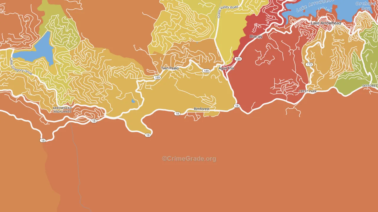 Rimforest, CA Map of Vandalism Rates