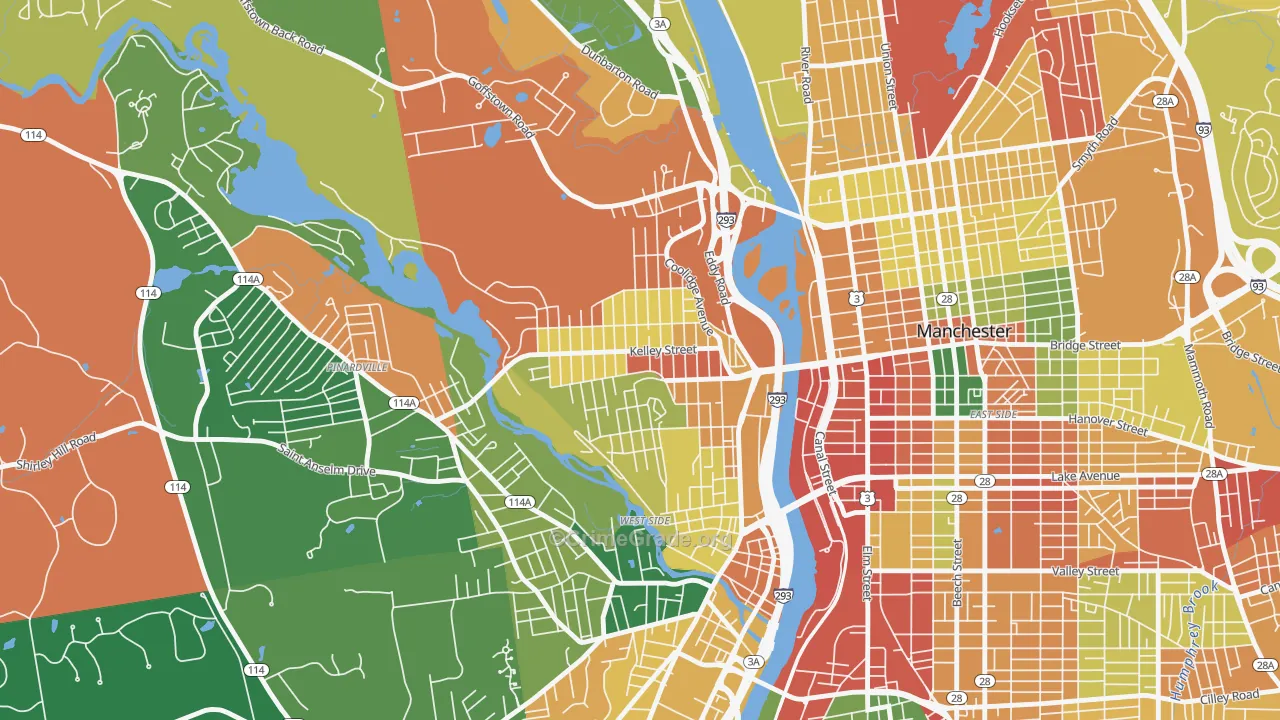 Rimmon Heights, Manchester, NH Map of Vandalism Rates