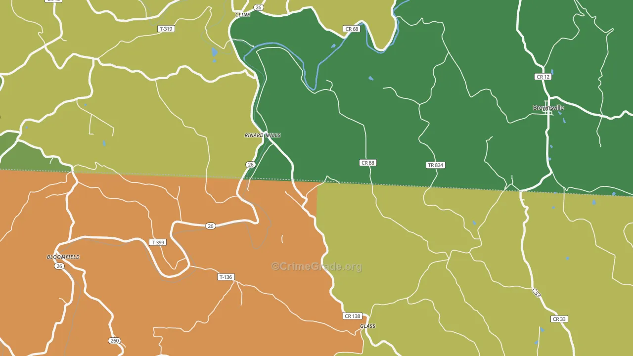 Rinard Mills, OH Map of Vandalism Rates