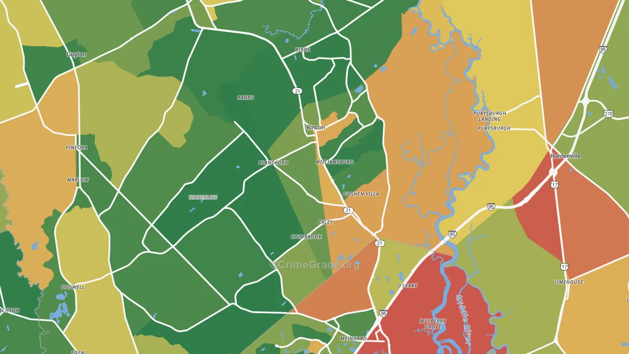 Rincon, GA Map of Vandalism Rates