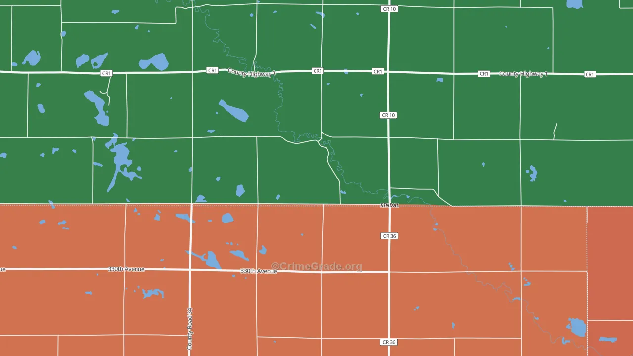 Rindal, MN Map of Vandalism Rates