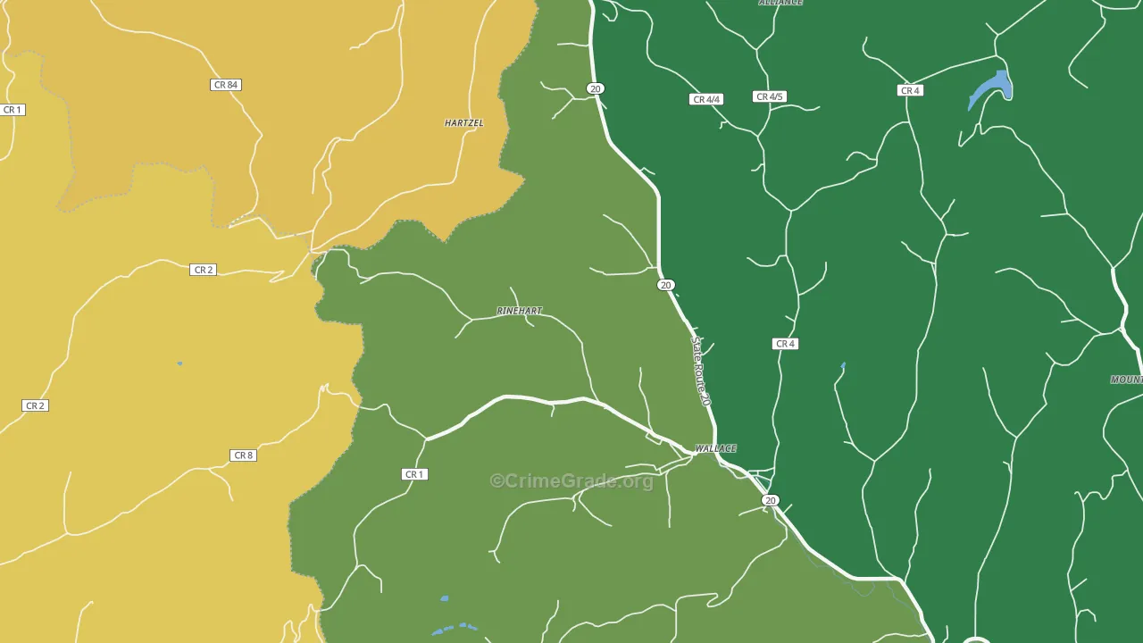 Rinehart, WV Map of Vandalism Rates