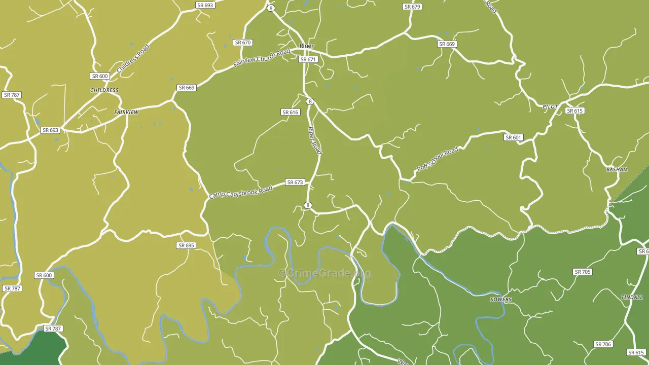 Riner, VA Map of Vandalism Rates