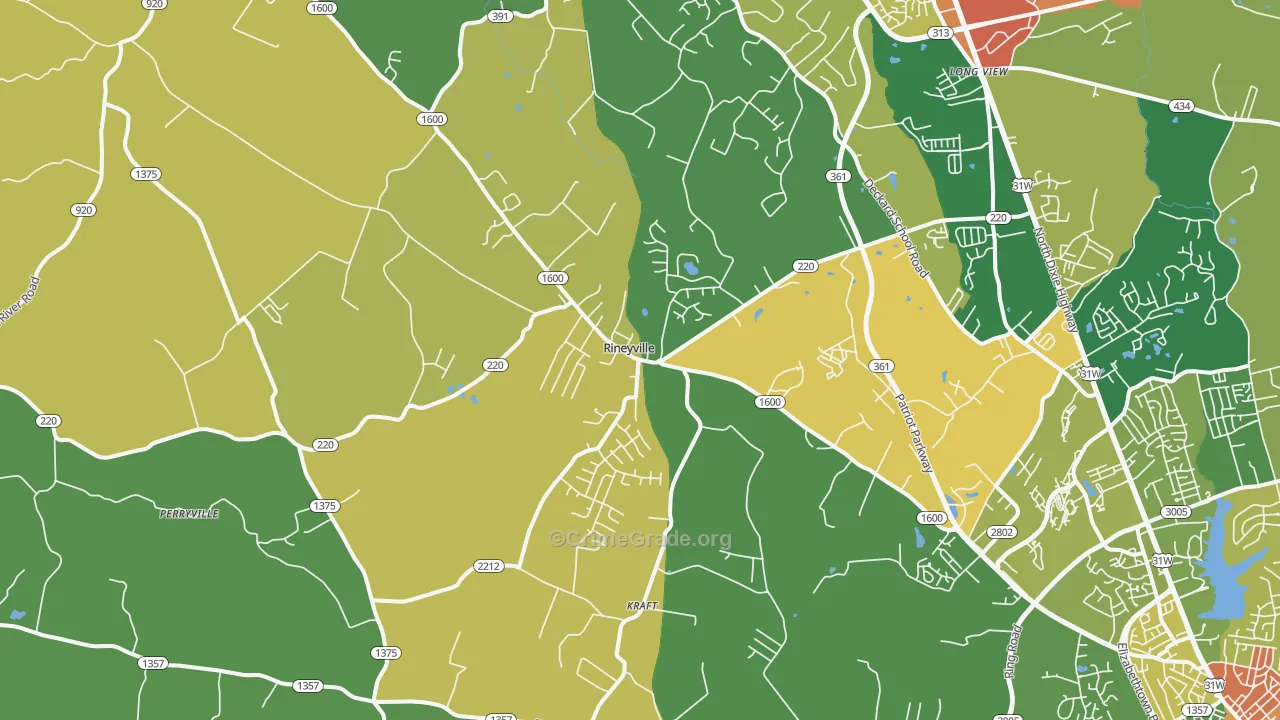 Rineyville, KY Map of Vandalism Rates