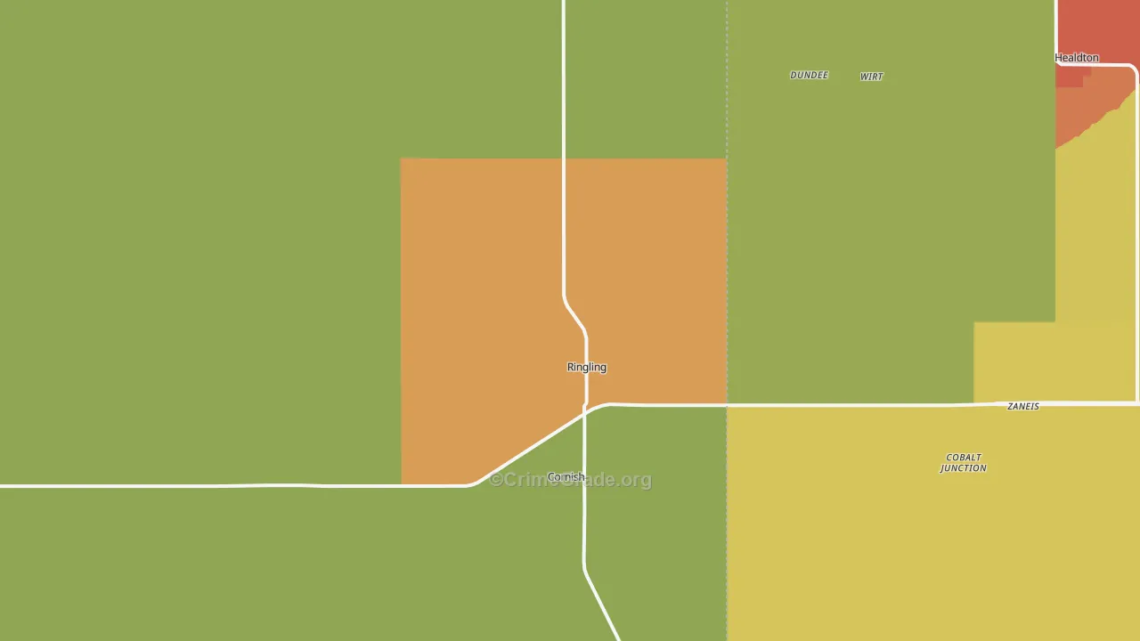 Ringling, OK Map of Vandalism Rates