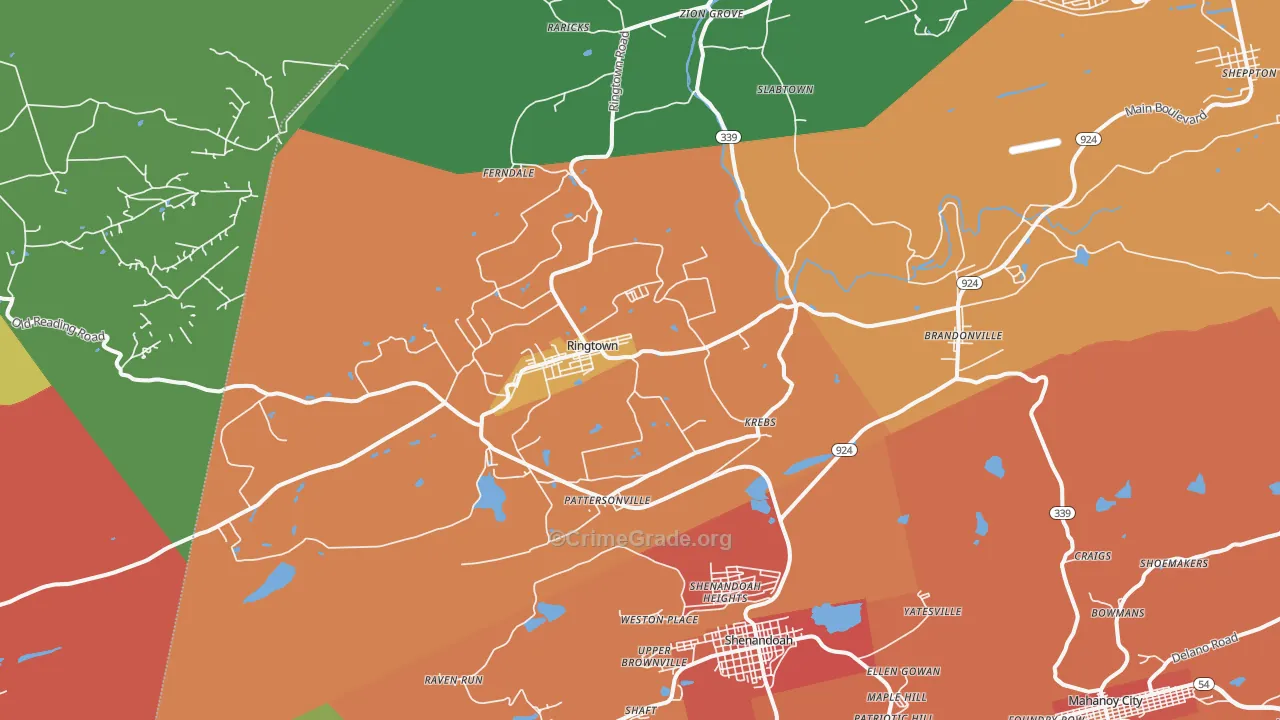 Ringtown, PA Map of Vandalism Rates