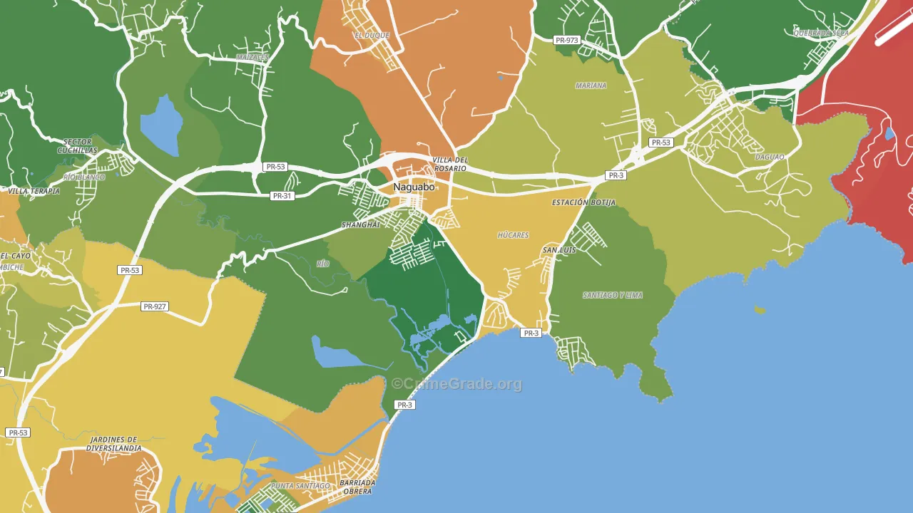 Rio Blanco, PR Map of Vandalism Rates