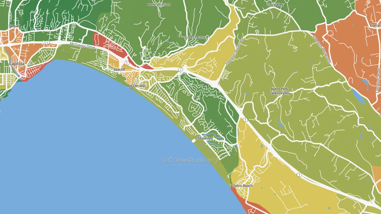 Rio del Mar, CA Map of Vandalism Rates