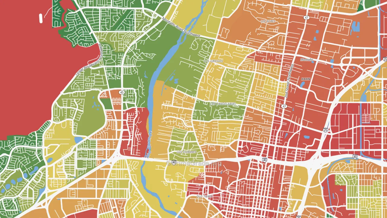 Rio Grande, Albuquerque, NM Map of Vandalism Rates