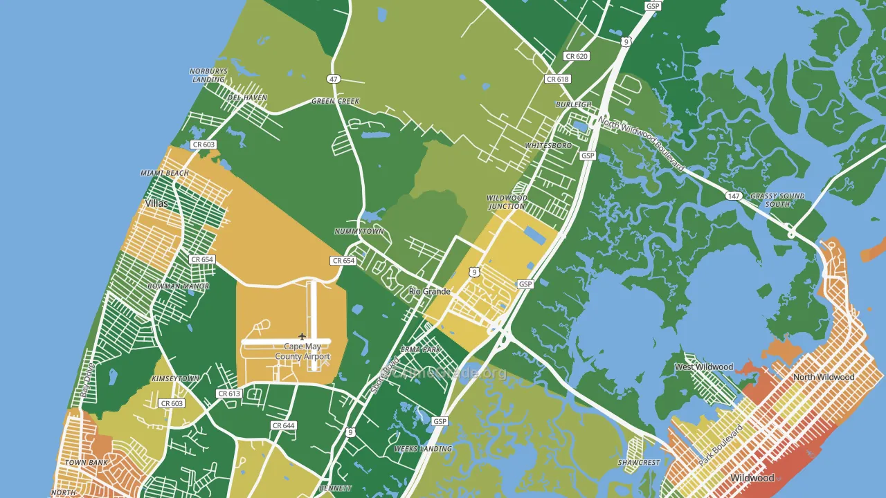 Rio Grande, NJ Map of Vandalism Rates