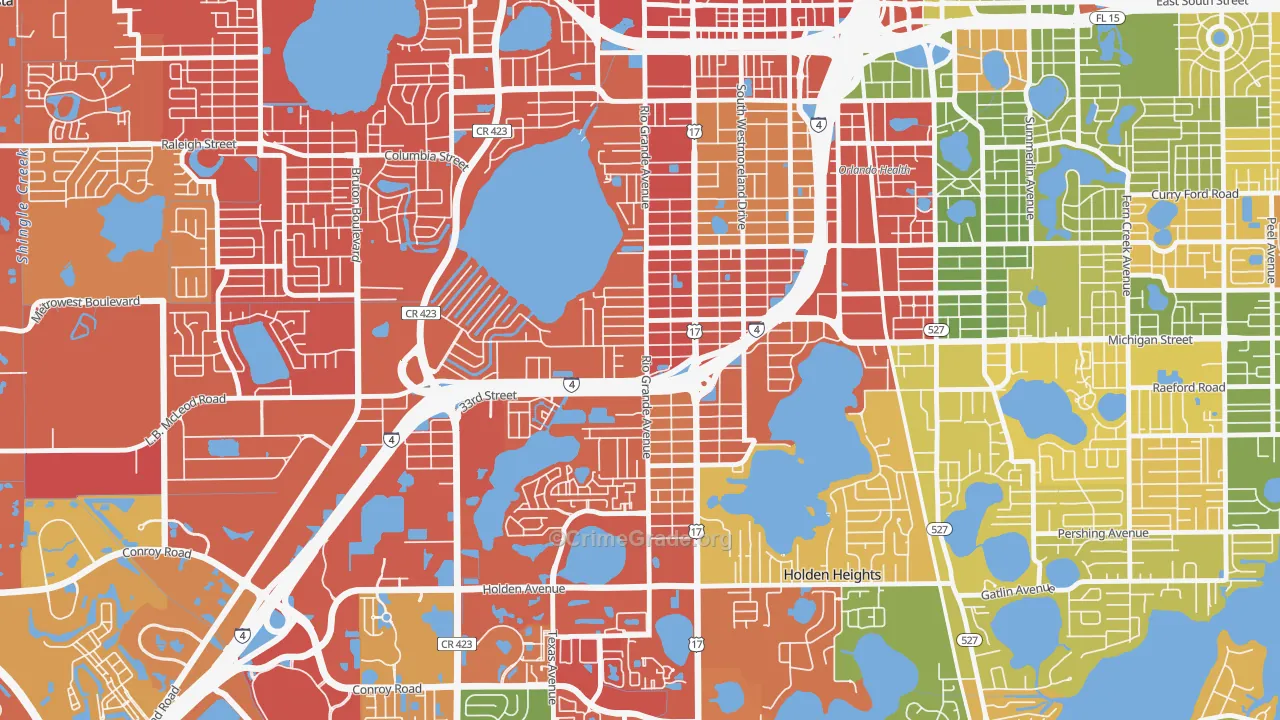 Rio Grande Park, Orlando, FL Map of Vandalism Rates