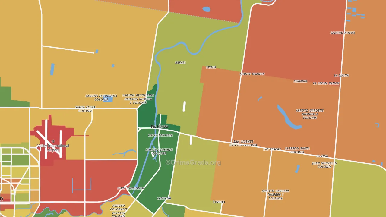 Rio Hondo, TX Map of Vandalism Rates