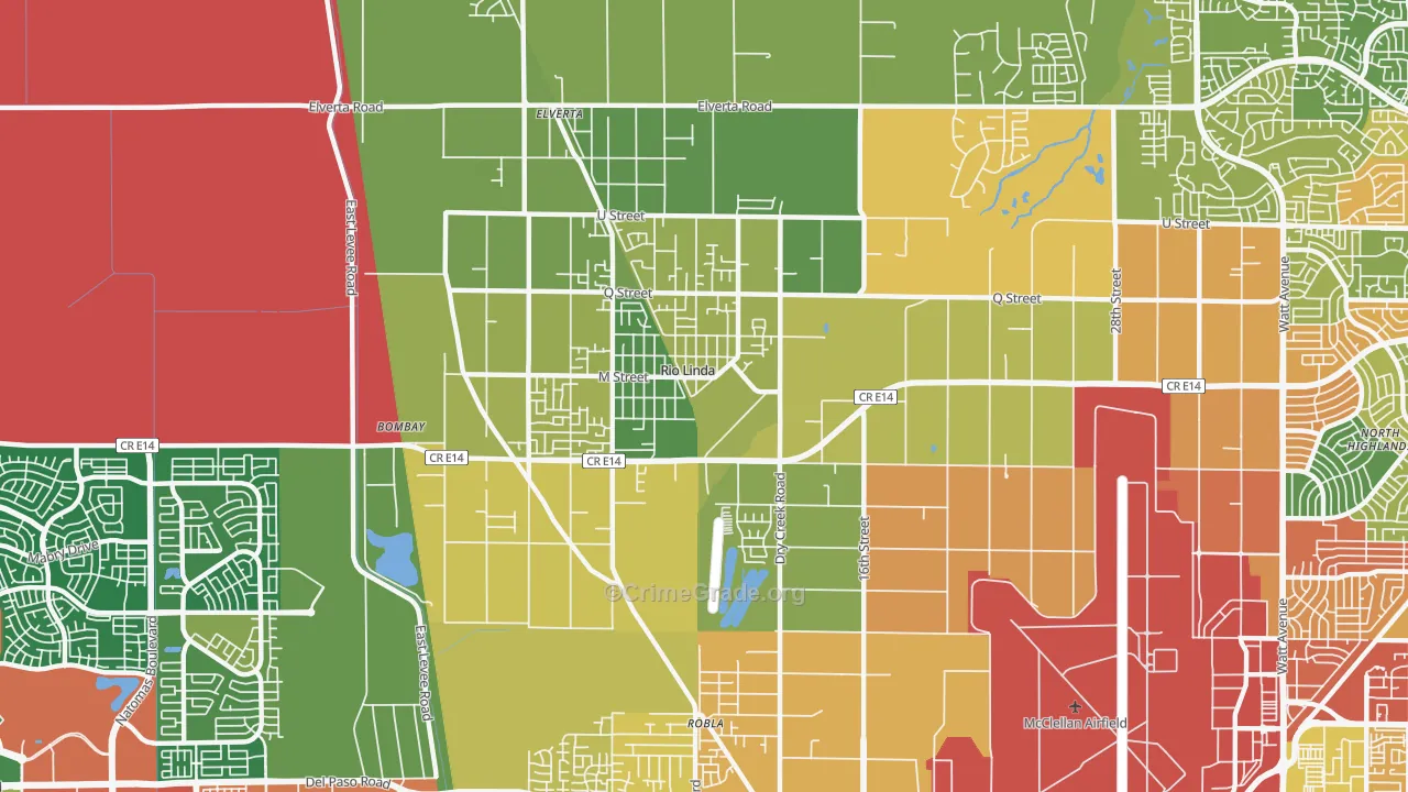 Rio Linda, CA Map of Vandalism Rates