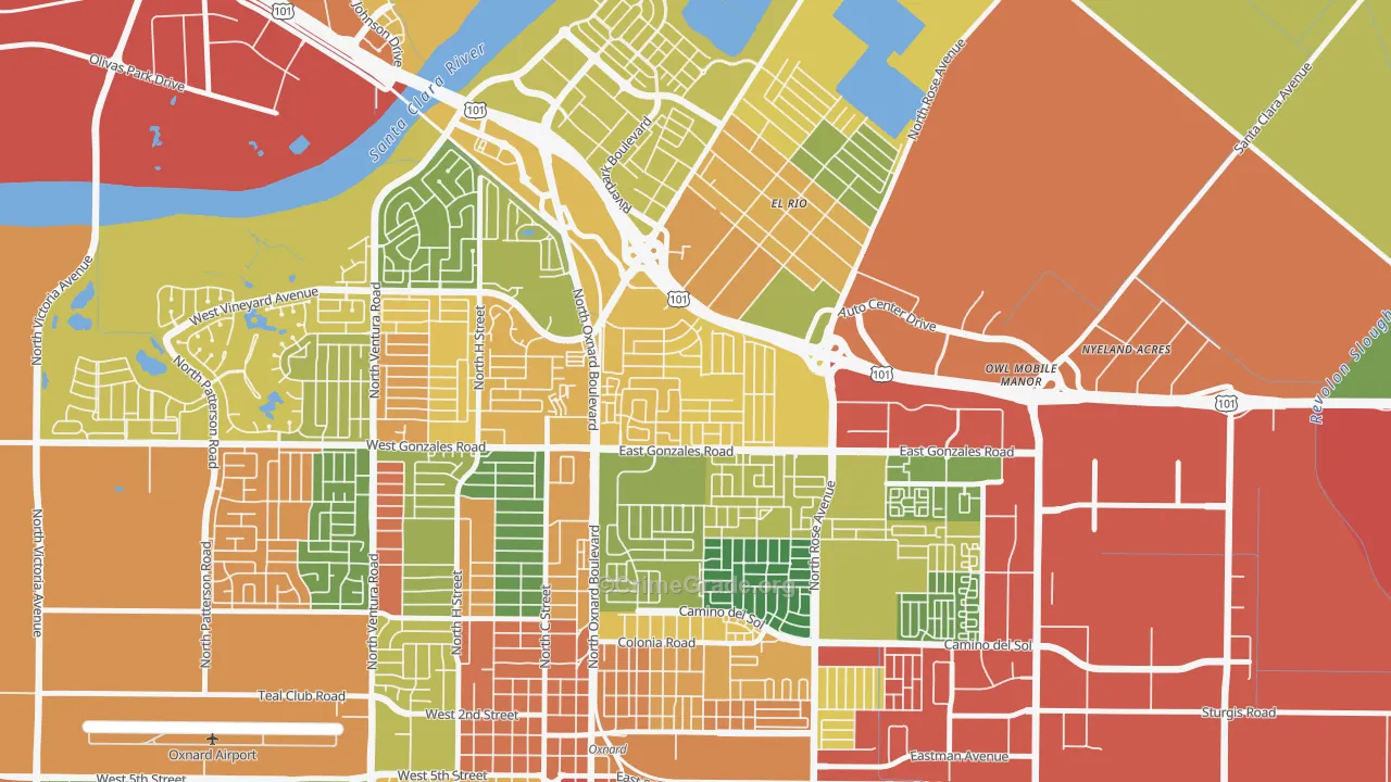 Rio Lindo, Oxnard, CA Map of Vandalism Rates