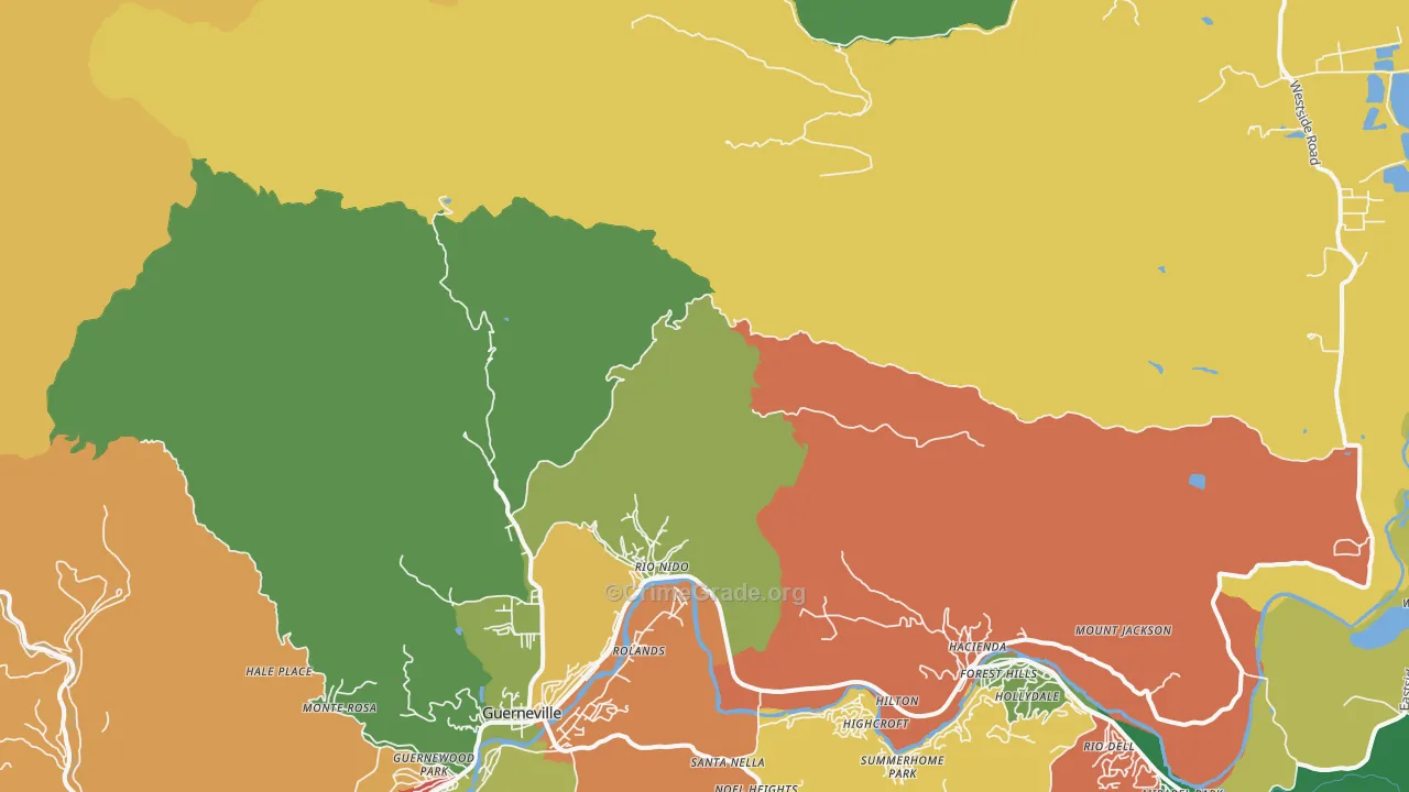Rio Nido, CA Map of Vandalism Rates