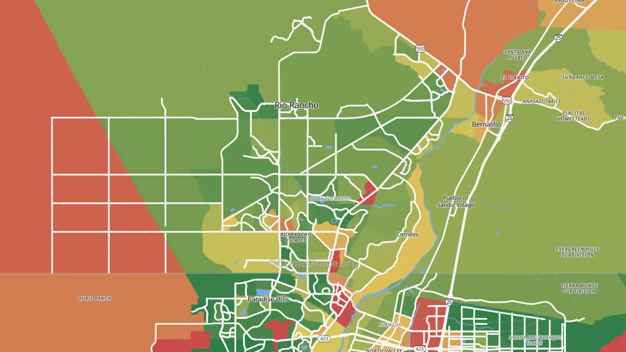 Rio Rancho, NM Map of Vandalism Rates